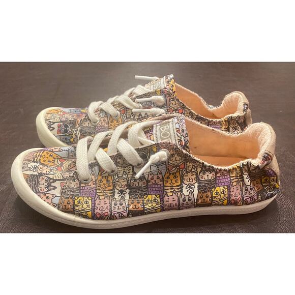 BOBS By Skechers Shoes - Skechers BOBS Memory Foam Cat Print Sneakers Women’s Size 7.5 Slip On Shoes